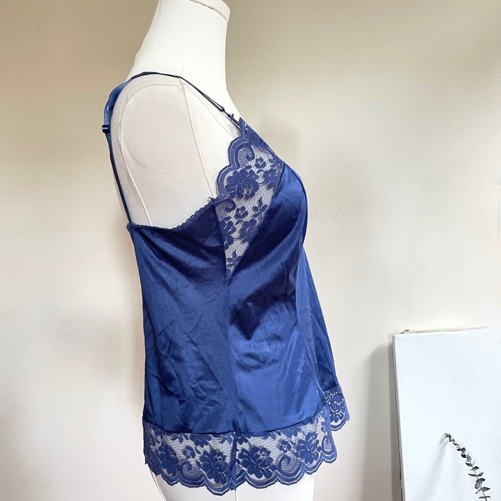 Vintage Lingerie Babydoll Slip Cami Top Lace Satin 36 /S Festival Y2K Romantic - Picture 4 of 15